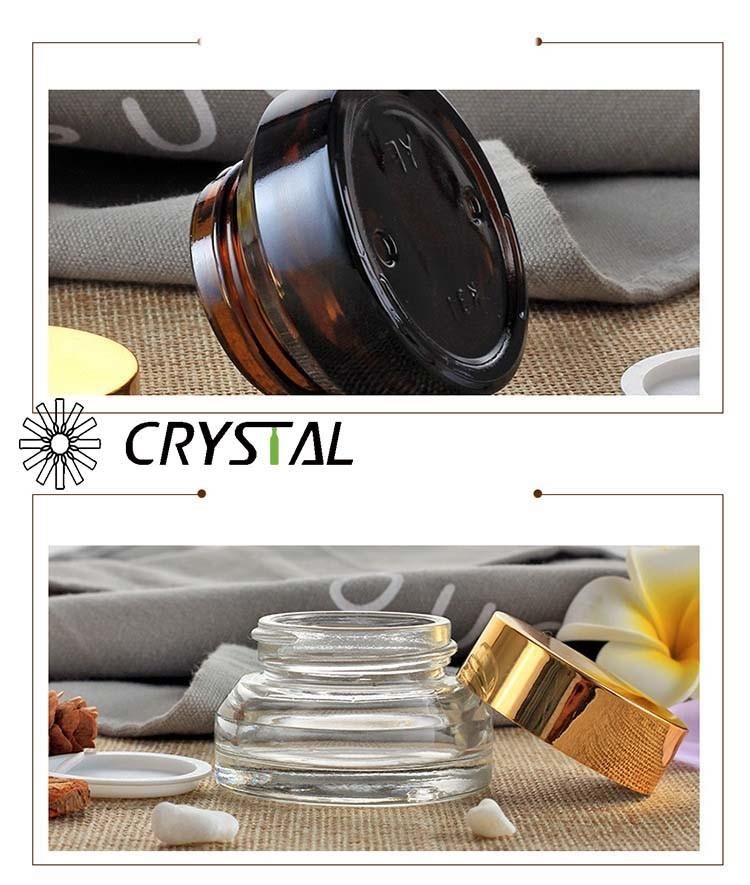 Glass 30g Round Clear Skin Care Cream Jar for Cosmetic Container