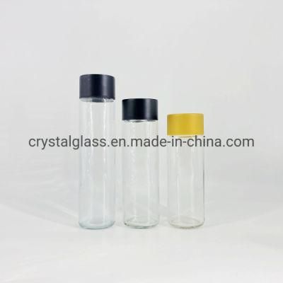 350ml 400ml Voss Shaped Glass Water Bottle for Milk Tea with Plastic Color Lid 500ml 800ml