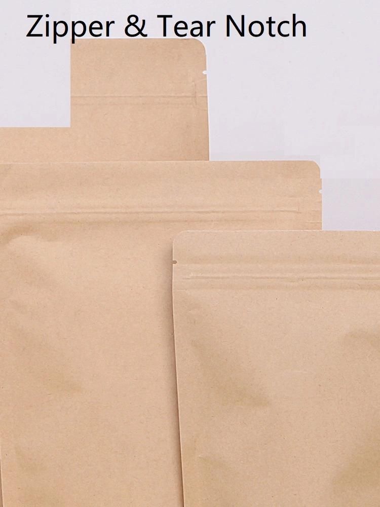 Wholesale Reusable Foil Lined Brown White Kraft Paper Food Packing Bag