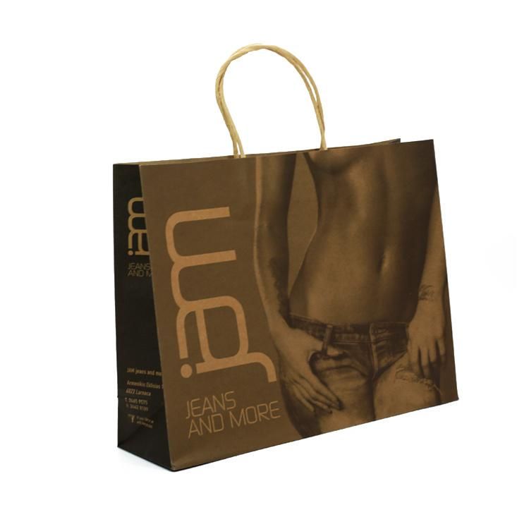 Black Biodegradable Craft Custom Logo Printed Kraft Paper Carry Bag