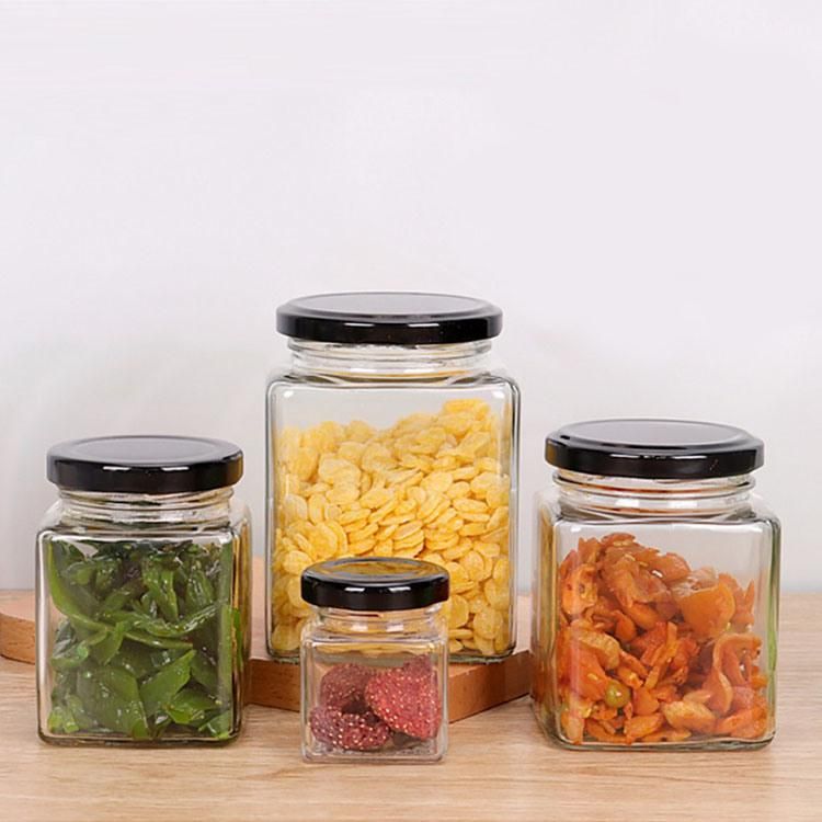 Small 100ml Square Jam Honey Food Storage Glass Jar Glass Container