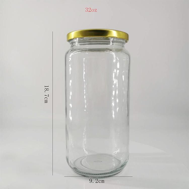 Glass Honey Jam Jar Wide Mouth Glass Canning Jars Glass Containers with Metal Lids 100ml 212ml 350ml 500ml 1000ml