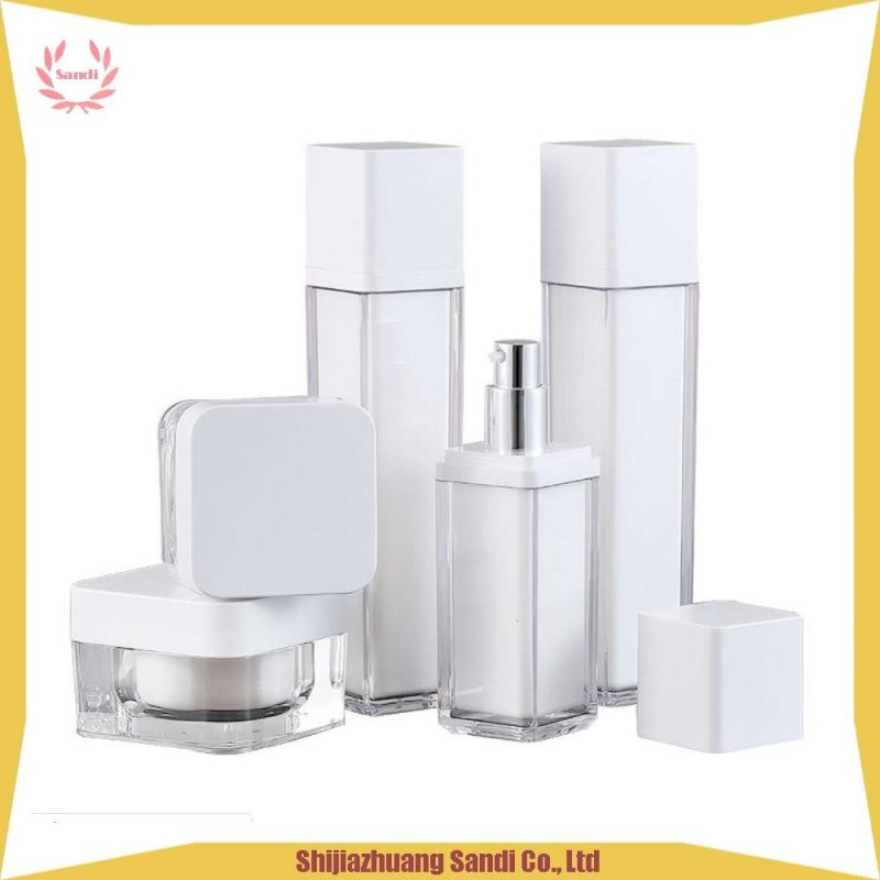 Free Sample Comstic Packaging Plastic Acrylic 30g 50g 100ml White Square Cream Bottle