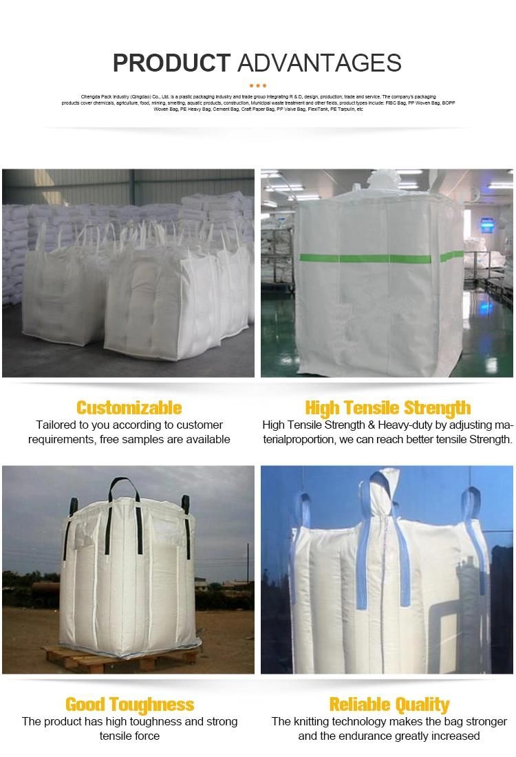 Customized 1 Ton Big Bag/Big Bag/Jumbo Bag/Bulk Bag 1000kg 1500kg 2000kg PP Woven Sack Sling Container Bag