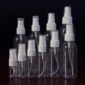 10ml 30ml 50ml 100ml 200ml Travel Cosmetic Fine Mist Disinfectant Spray Bottle Clear Round Mini Pet Plastic Spray Bottle