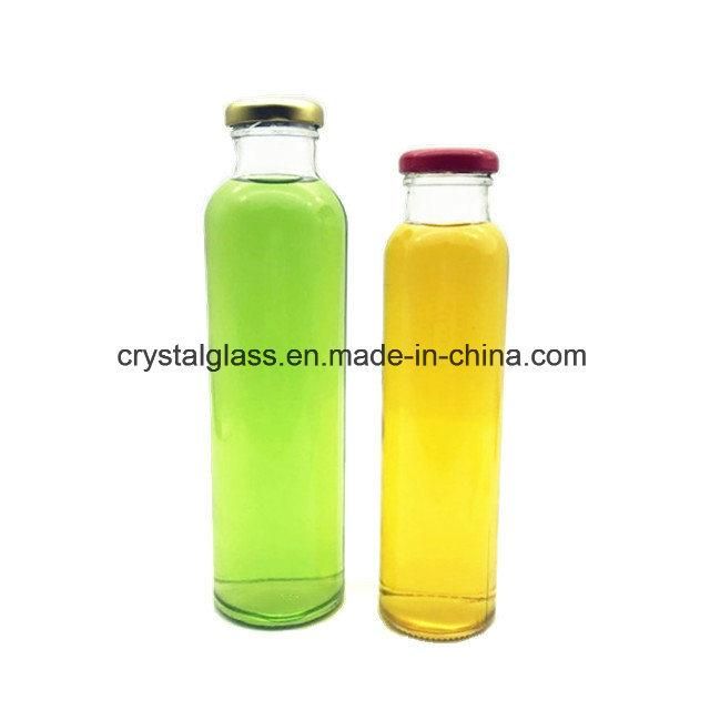 300ml Cylinderal Clear Juice Beverage Ice Tea Glass Bottle with Lid 10oz