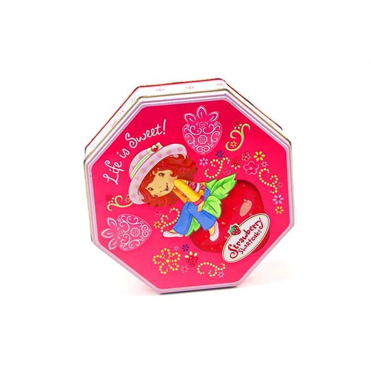 Wholesale Irregular Shape Short Cake Tin Box for Strawberry Biscuit