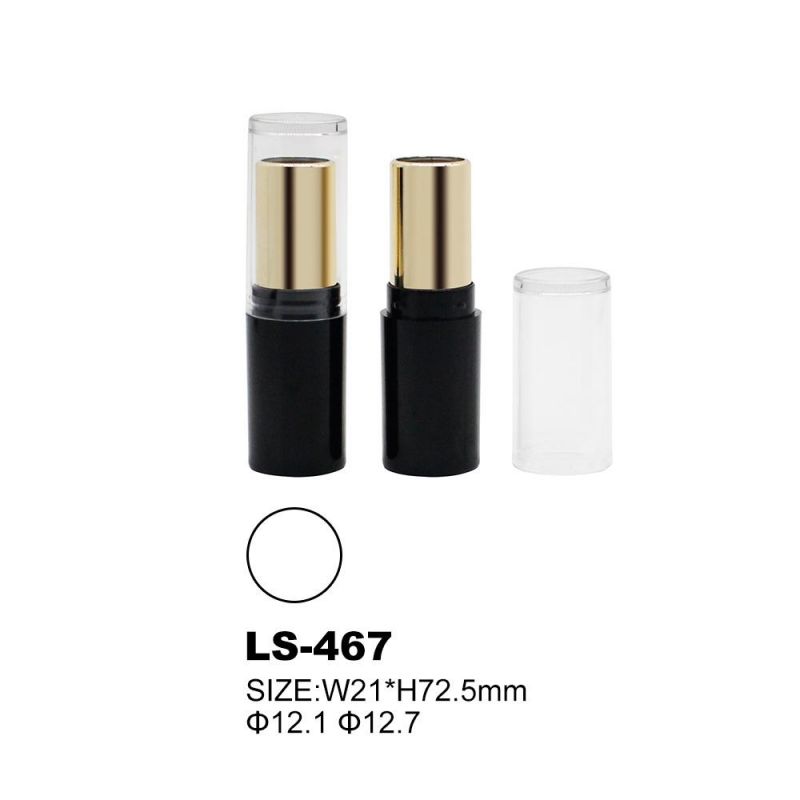 Round Shape Plastic Lipstick Tubes Black Lipstick Container for Cosmetic Packaging