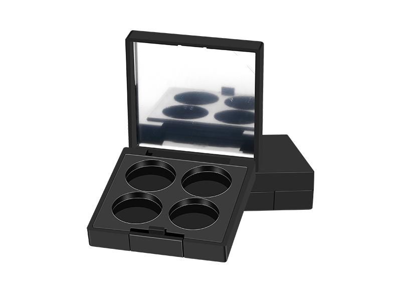 4 Round Hole Black Square Plastic Empty Eyeshadow Case