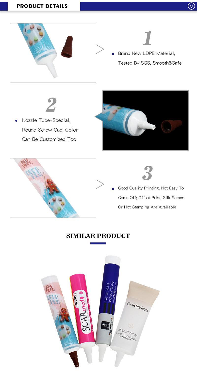 Plastic Squeeze Cosmetic LDPE Tube 20ml with Nozzle for Food Color Decoration