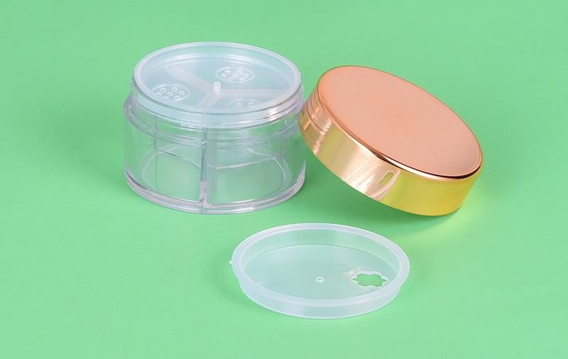 3 Well 3 Hole Empty Plastic Transparent Loose Powder Box for Loose Powder Acrylic Powder