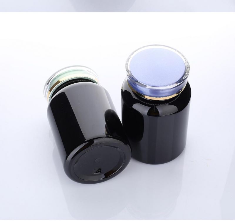 190ml Pet Black Round Medicine Bottle Empty Capsule Pills Container Bottle