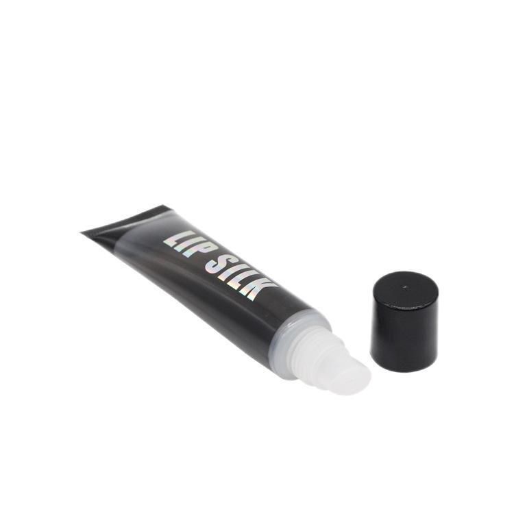 Whole Sales 15ml 10ml Glossy Black Squeeze Lip Gloss Tube Packaging Lip Gloss Packaging Lid Tube