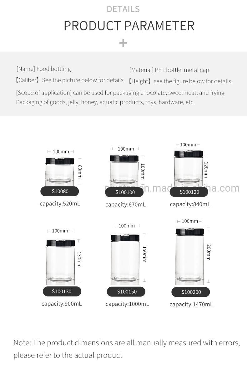 1000ml 33oz Clear Round Plastic Bottle with Plastic Flip Cap