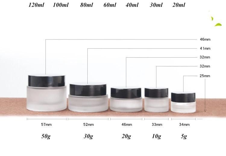 Cosmetic Set in Black Caps and Frosted Glass for Skin Care