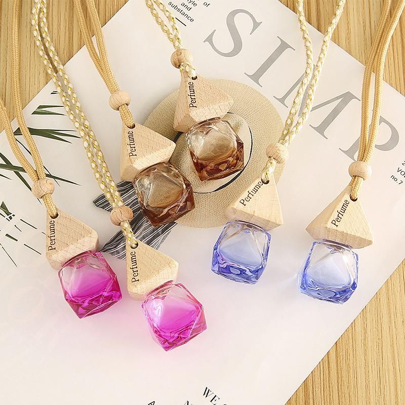 8ml Glass Portable Refillable Bottle 6 Colors Freshener Diffuser Bottle Perfume Empty Bottle Pendant Ornaments