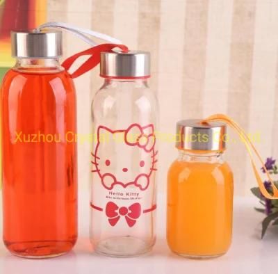 Custom Design Round Sport Portable Glass Water Bottle