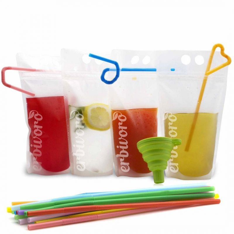 Fruit Juice Drink Packing Pouch for Outdoor, D2w Biodegradable Stand up Pouch