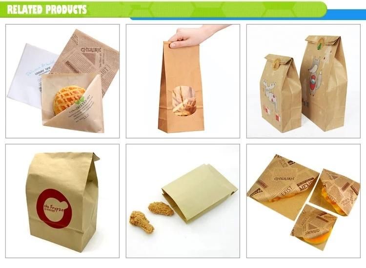 Disposable Bakery Food Packaging Kraft Paper Bag with Square Bottom