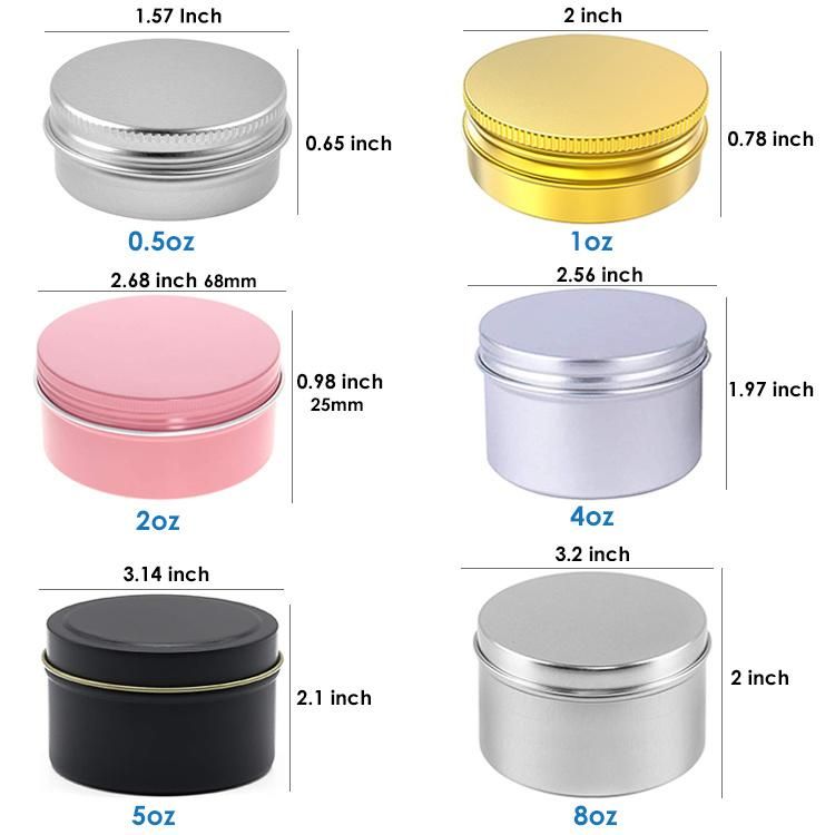 2 Oz 60ml Lip Balm Cosmetic Cream Container Cans Aluminum Metal Candle Tins for Candle Cream Gifts Crafts Candies