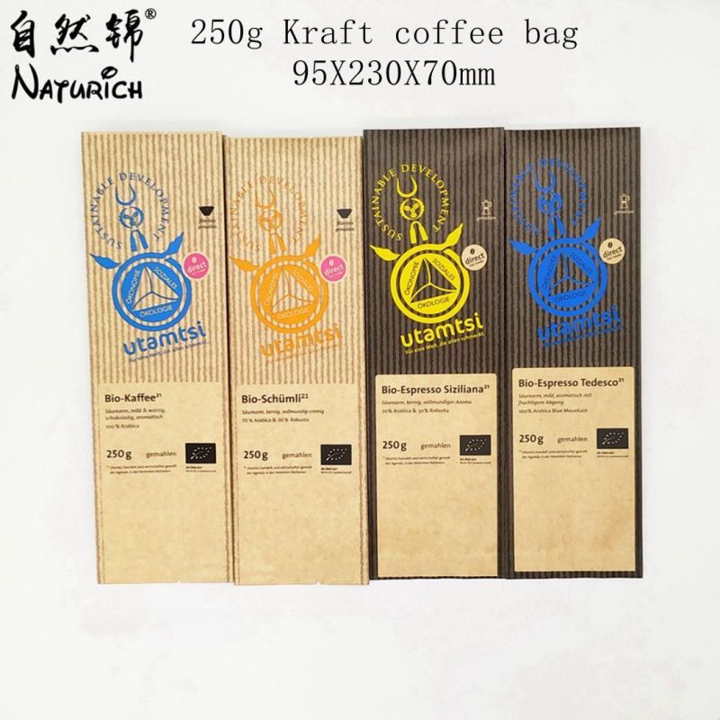 1kg Coffee Bean Packaging Paper Bags with Valve and Zipper