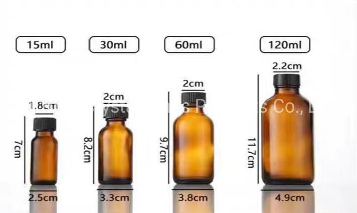 230ml 8oz Boston Round Amber Pharmaceutical Glass Bottle