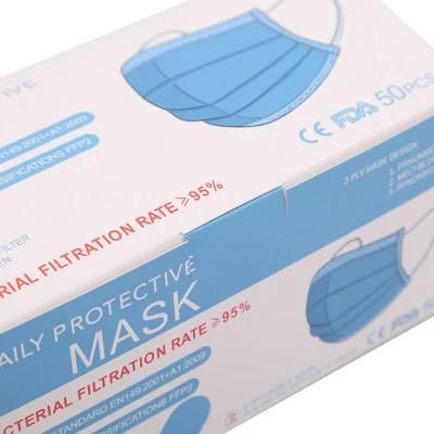 Hot Sale Custom Logo Printed Foldable Empty Paper Box for 3ply Surgical Face Mask Packaging