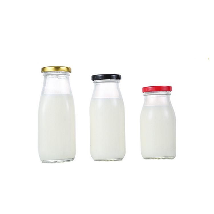 Logo Printing Round Transparent 100ml 200ml 250ml 500ml 1000ml 1L Milk Glass Bottle