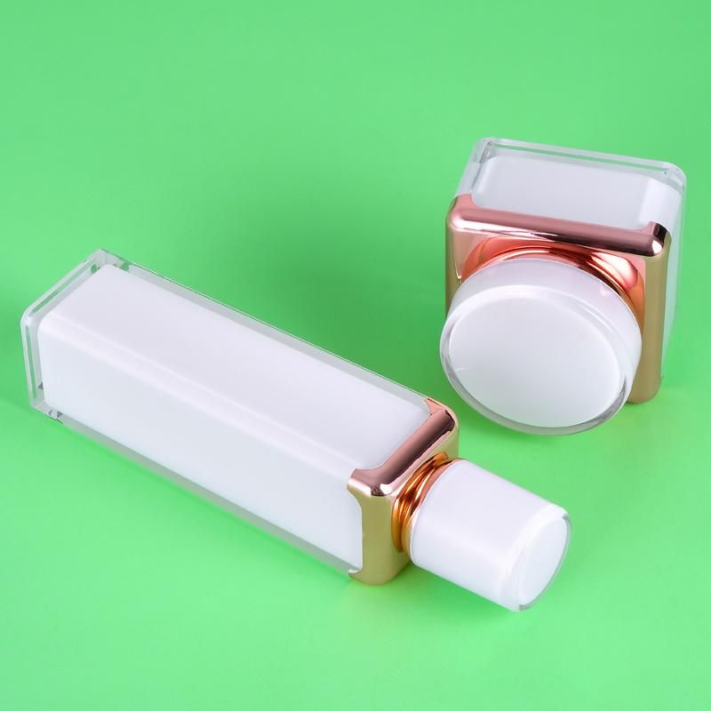 Hot-Selling 50g Pearl White Square Acrylic Waist Cosmetic Cream Jar for Cosmetic Packaging