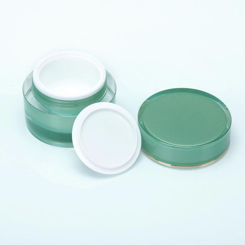 15g Green Plastic Acrylic Cream Jar for Skin Care