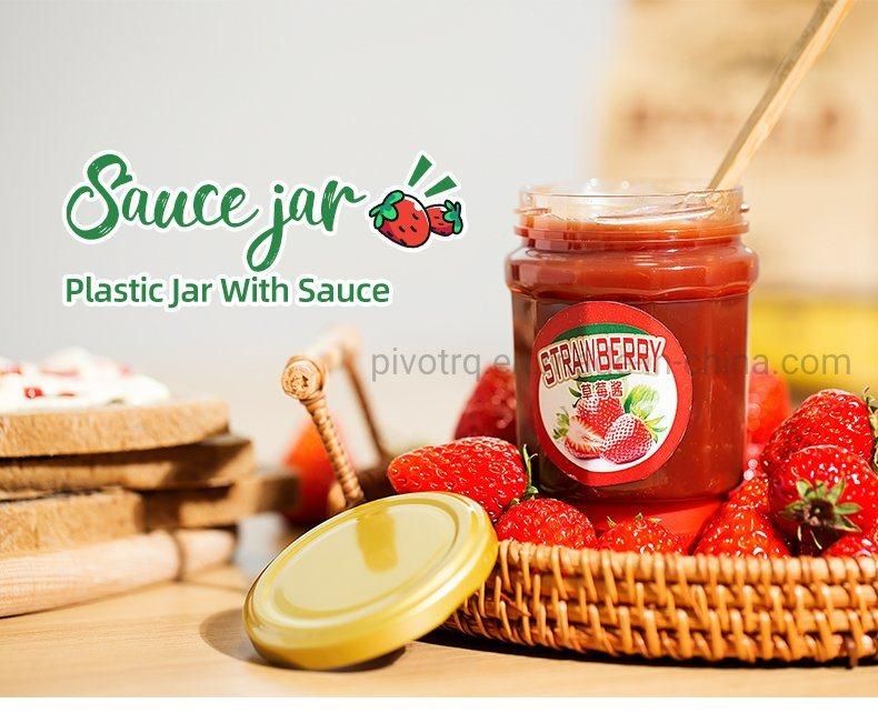360ml Food Grade Plastic Sauce Jar Strawberry Jam Honey Package Bottle with Metal Cap