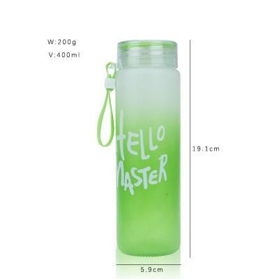 Reusable Sport Wide Mouth Glass Water Bottle with Plastic Cap 400ml 500ml