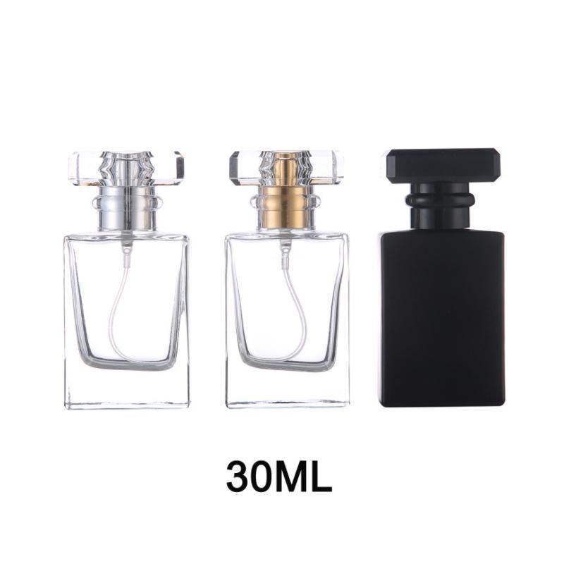 Hot Sell Black Spray Bottle Empty Glass 30ml Luxury Clear Square Perfume Bottles Fragrance Bottleitem