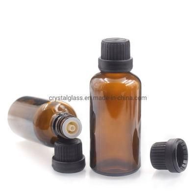 5ml-100ml Tamper Evident Cap Frosted Amber Luxury Essential Oil Glass Bottle with Orifice Reducer