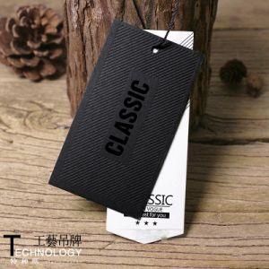 Custom Men&prime;s Wear Special Paper Spot Hot Black Gold Embossing Process Tags