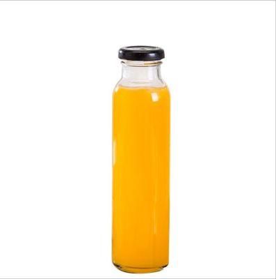 Custom Shape Wholesale Round Clear 12oz 16oz Juice Beverage Water Glass Bottle with Tin Cover