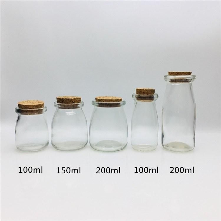 Glass Pudding Bottle with PE Lids for Jelly Packing Yoghurt Glass Jar 100ml