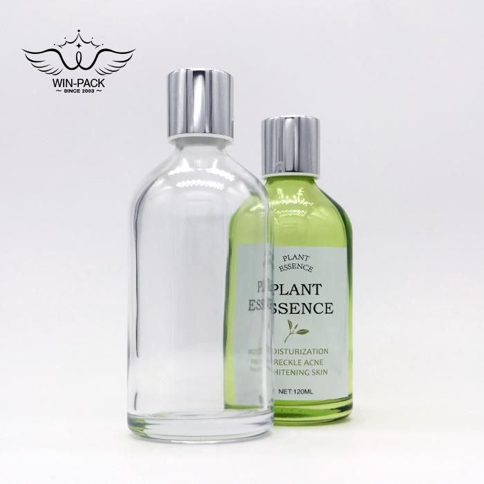 50ml 100ml 120ml Round Green Eco Friendly Clear Glass Dropper Bottle with Label Silver Aluminum Cap