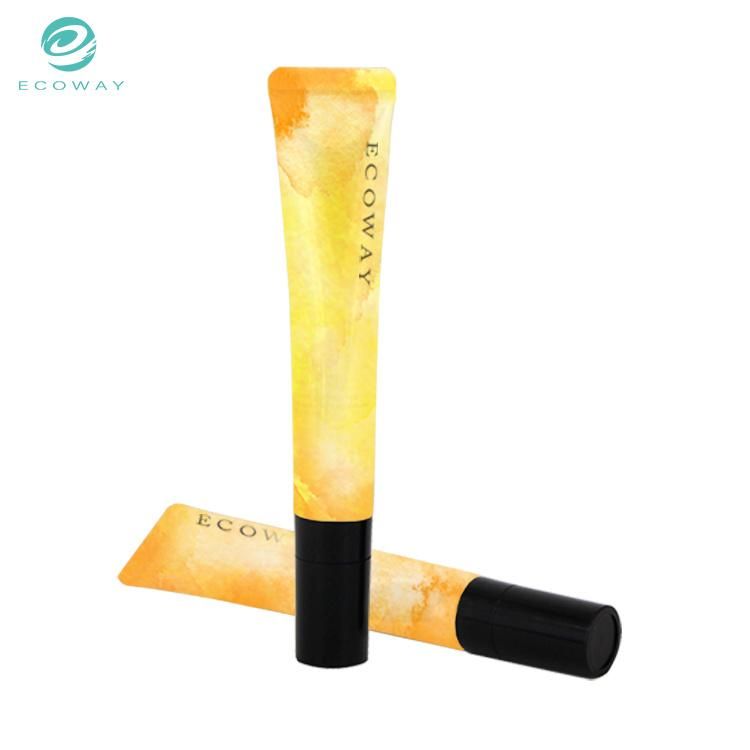 15g Yellow Tube Leaf Pattern Electroplated Ceramic Head Cosmetic Eye Cream Tube