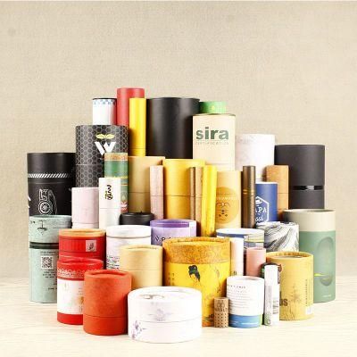 Custom Logo Pattern Round Deodorant Stick Container Food Cosmetic Oil Kraft Paper Tube Packaging for Sale