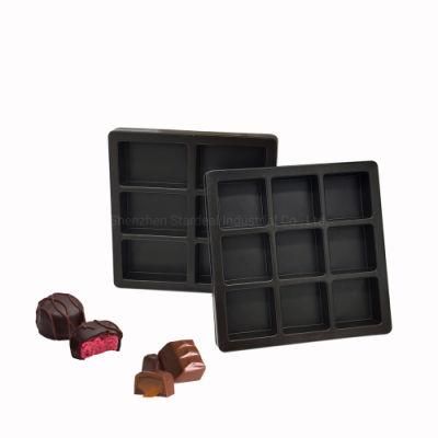 Custom PS Black Disposable Tray Food Packaging Plastic Chocolate Tray with Dividers