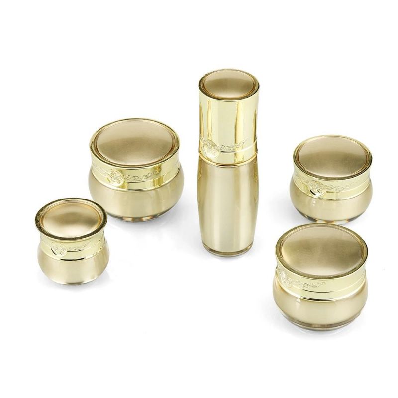 15g 20g Cosmetic Gold Acrylic Cream Jar with Gold Lid