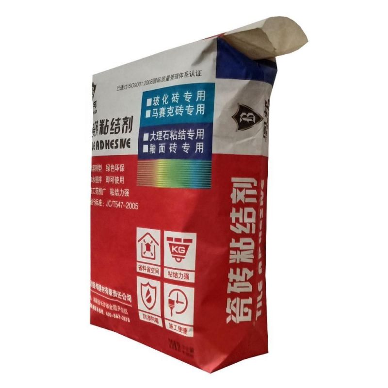 Customized 20 Kg 25 Kg Water Proof Kraft Paper Cement Packing Bag for Tile Adhesive