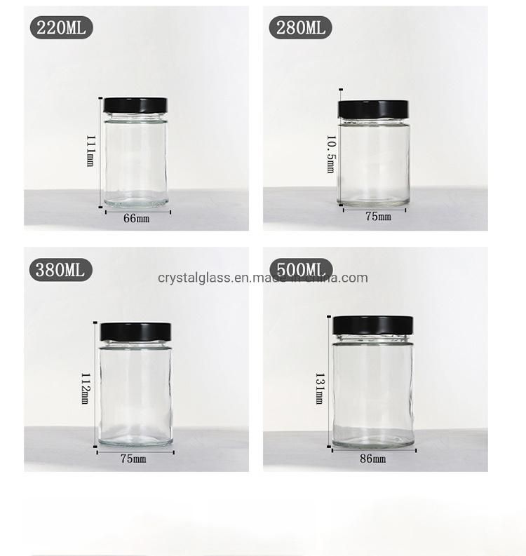 100ml 140ml 180ml 200ml 220ml 280ml 380ml 500ml Crystal Jars with Tin Lid