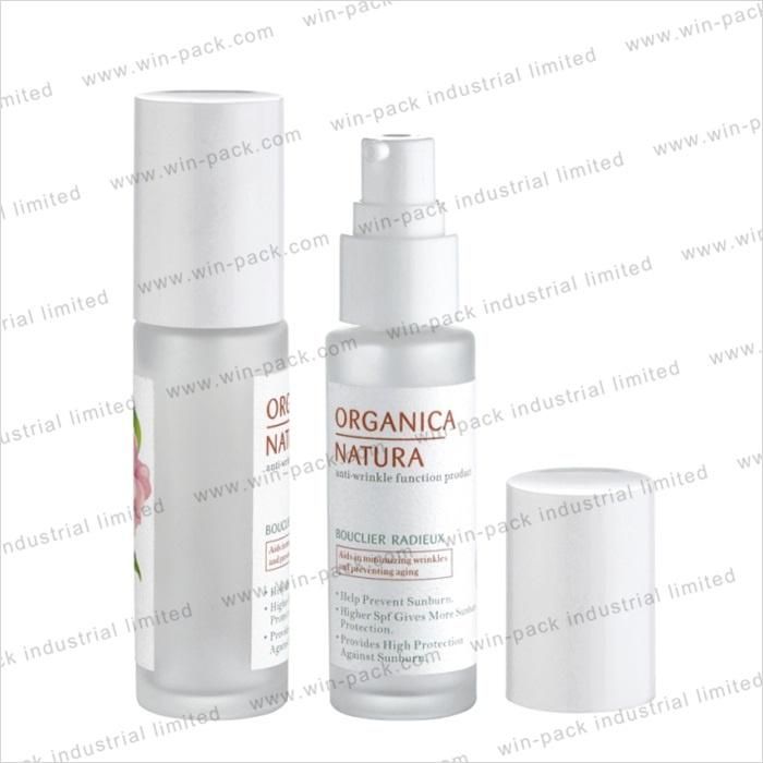 30ml Frosted Glass Lotion Bottle with The White Pump Lotion Packaging Bottles