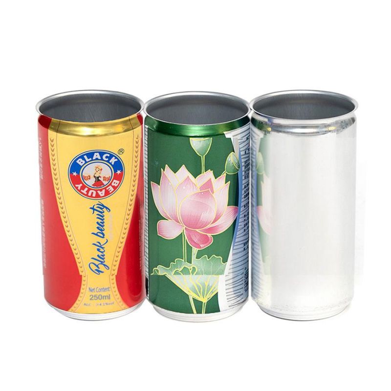 Sleek 250ml Aluminum Beverage Cans with 202 Sot Can Ends