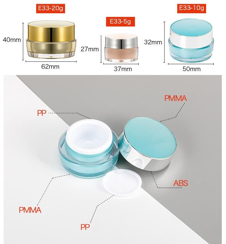 5g 10g 15g 20g Clear Plastic Cream Jar for Cosmetic