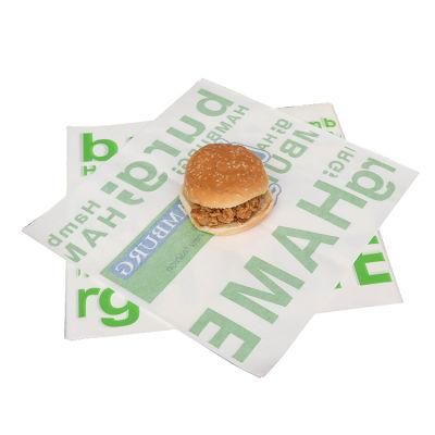 Wholesale Custom Logo Printed Greaseproof Wrapping Wax Paper for Sandwich Food Grade Hamburger Fast Food Wrapping Paper