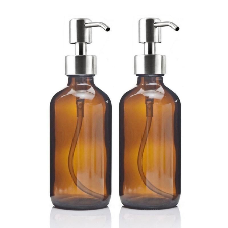 270ml 350ml 500ml Amber Glass Bottle Soap Dispenser with Pump