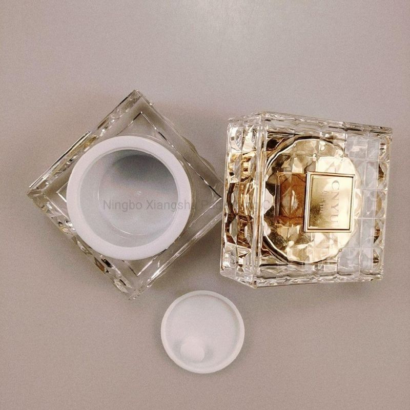 New Design Diamond Shape Gold Cosmetic Plastic Acrylic Cream Jar